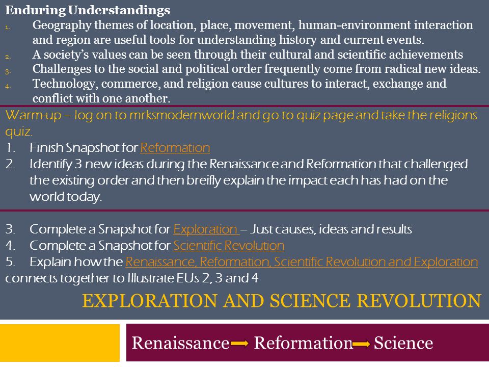 Reformation and the scientific revolution